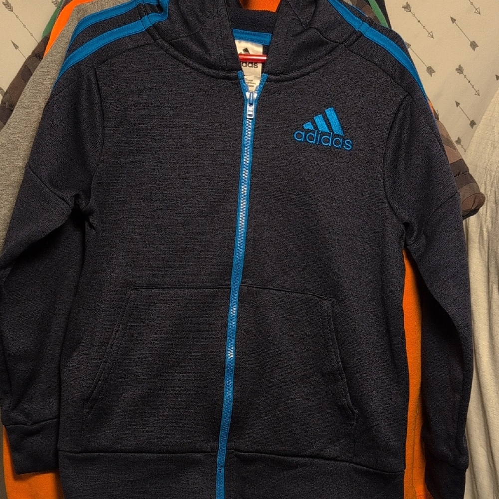 Adidas Kids Dark Blue Zip-Up Hoodie